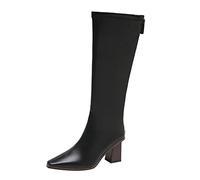 Generisch - Women's Knee Boots Chunky Heel Mid Heel Pointed Back Zipper Hallux Valgus Shoes For Women, black, 6 UK