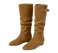 Generisch Women's Knee-High Boots Platform Wedge Long Shaft Boots Knee High Boots - Over Knee Boots Knee Boots Comfortable High Western Boots Waterproof Transition Boots Women's Boots, khaki, 7 UK