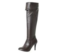 Generisch Women's Knee-High Boots with Heel, Knee High Boots, Suede Look, Stiletto, Elegant Over-the-Knee Boots, Lace Calf Boots, Slip-On Half High Boots, Casual Long Boots for Autumn and Winter