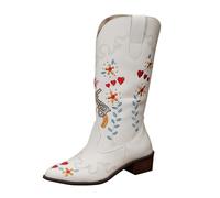 Generisch Women's Knee-High Cowboy Boots, Ankle Boots with Heel, Embroidery, Western Boots, Block Heel, Winter Boots, Short Cowboy Boots, Block Heel, Riding Boots, Floral Embroidery, Women's Boots