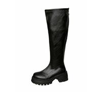 Generisch Women's Knee-High Riding Boots with Thick Platform Sole, Fashionable Ankle Boots for Winter, with Zip on the Back, Comfortable Footwear, black, 6 UK