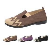 Generisch Women's Knitted Ballet Flats with Round Toe Low Wedge Heel Slip-On Shoes Super Soft Single Shoes Flat Comfort Comfortable Hiking Shoes Casual Style Elegant Casual Shoes for Walking, coffee