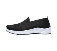 Generisch Women's Knitted Net Lightweight and Comfortable Breathable Mesh Hiking Shoe, Casual Flat Shoe Women, Plain Platform, Non-Slip Wedge Heel, Casual Shoes, black, 8 UK