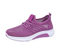 Generisch Women's Knitted Socks Trainers Breathable Slip On Shoes Wavy Platform Sole Orthopaedic Walking Casual Wear Lightweight Comfortable Workout Gym Jogging Shoes, purple, 8 UK