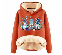 Generisch Women's Knitted Sweater Vest, Autumn/Winter Hoodie Made of Lamb Fleece and Fleece with Christmas Print for Women Pullover with Skirt Attachment, orange, XL