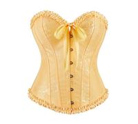 Generisch Women's Lace Trim Bustier Bone Structure Enhancement Corset for Perfect Waist Cincher for Everyone, yellow, XXL