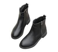 Generisch Women's Lace-Up Boots Silhouette Comfortable Zip Round Toe Zip Cowboy Boots Ankle Boots Chelsea Boots, black, 6 UK