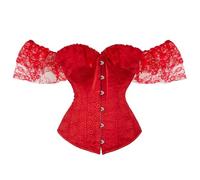 Generisch Women's Lace Up Bustier Corset with Garters, Overbust Corset with Lace Up and Bones, Bustier, Lingerie, Body Shaper, RD1, M