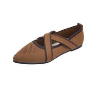 Generisch Women's Lace-Up Shoe with Bow Detail and Flat Sole - Lightweight Casual Shoe in Dark Blue with Mary Jane Like Strap | Fashionable Everyday Shoe for Summer and Autumn, Style Q03 Brown, 5 UK