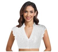 Generisch Women's Lace Vest, Elegant Dirndl Blouse, Black Dirndl Blouse, Lace Blouse for Oktoberfest, Lingerie, Chubby, White, L