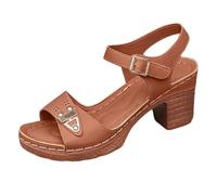 Generisch Women's Large Size Chunky High Heeled Sandals Outerwear Fashion Casual Thick Sole Sandals Female Black Shoes Ladies Elegant, brown, 9 UK