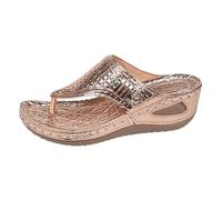 Generisch Women's Large Yards Clip Foot Herringbone Slippers Female New Europe and the States Foreign Trade Hollow Metal with Slippers Women's Shoes Black Red, silver, 8.5 UK
