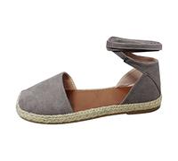 Generisch Women's Leather Sandals Summer Open Toe Round Cap Platform Sole Single Strap Two Ways to Wear Beach Sandals Trekking Sandals Women Black for Leisure and Everyday Use, gray, 8 UK