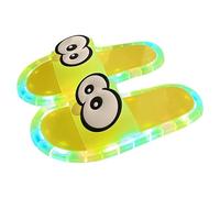 Generisch Women's LED Light Up Slippers, Cute Mules, Comfortable Slippers, Cartoon Eye Bathing Shoes, Non-Slip Toe Separator, Platform Slippers, Outdoor/Indoor Barefoot Shoes, yellow, 6 UK