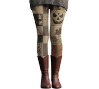 Generisch Women's Leggings: Halloween Leggings Pumpkin Winter Leggings Pattern Halloween Costume Printed Thermal Leggings Stretch Stocking Leggings Ruffle Tummy Control Fabric Trousers Jogging Bottoms