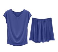 Generisch Women's Leisure Suit Set, Pyjamas Women's Short Cotton Sexy Pyjama Set Soft Comfortable Sleepwear Sleeveless Sleep Shirt Full Briefs Sleep Shirt Lightweight Night Dress Leisure Suit Cami Top