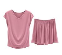 Generisch Women's Leisure Suit Set, Pyjamas Women's Short Cotton Sexy Pyjama Set Soft Comfortable Sleepwear Sleeveless Sleep Shirt Full Briefs Sleep Shirt Lightweight Night Dress Leisure Suit Cami Top