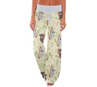 Generisch Women's Leisure Trousers, Artistically Styled with Colour Splash Print, Palazzo Trousers with High Waistband and Wide Leg, Colourful Streetwear Look for Leisure and Holidays, Style_p01