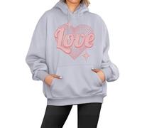 Generisch Womens Letter Print Long Sleeve Hoodie with Pockets Womens Cuddle Sweater, Light grey, XXL
