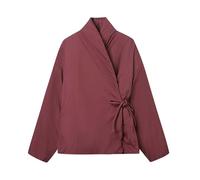 Generisch Women's Lightweight Quilted Jacket in Kimono Style for Tying - Padded Wrap Jacket without Collar Minimalist Transition Jacket in Japanese Design, style_z03 red, M