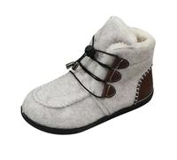 Generisch Women's Lined Winter Boots, Fleece Lined Snow Boots with Lacing, Outdoor Shoes, Flat Walking Shoes, Non-Slip Calf High Boots, Short Shaft Slip-On Shoes, beige, 8.5 UK