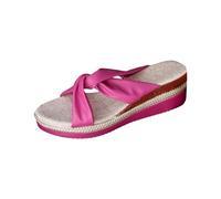 Generisch Women's Linen Wedge Sandals, Platform Mules, Comfortable Slip-On Slippers, Non-Slip Toe Separator with Slanted Heel and Thick Sole, Beach Shoes, Trendy Slippers, Elegant Flat Flip Flops