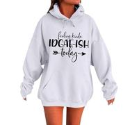 Generisch Women's Long Sleeve Hoodie with Letters Print Loose Oversize Sweatshirts Pullover Sweatshirts Top Blouse House Jacket Women, White, XL
