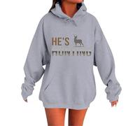 Generisch Women's Long Sleeve Hoodie with Letters Print Loose Oversize Sweatshirts Pullover Sweatshirts Top Blouse Women's Winter, gray, M