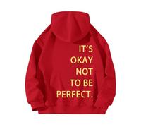 Generisch Women's Long Sleeve Shirt Without Back Zip IT IS OK, NOT PERFECT TO BE Printed Hoodie Turkey Jumper, red, XL