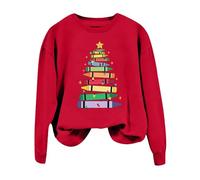 Generisch Women's Long-Sleeved Shirt without Hood Pullover Sweatshirt Autumn Women's Teacher Christmas Colouring Pencil Light Sweatshirt, red, S