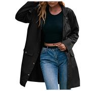 Generisch Women's Long Wind Jacket Women's Bicycle Lightweight Windbreaker Waterproof Transition Jacket Plain Autumn Jacket with Pockets Lapels Outdoor Jacket Thin Women's Jacket Leisure Jacket