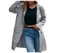 Generisch Women's Long Wind Jacket Women's Bicycle Lightweight Windbreaker Waterproof Transition Jacket Plain Autumn Jacket with Pockets Lapels Outdoor Jacket Thin Women's Jacket Leisure Jacket, Grey