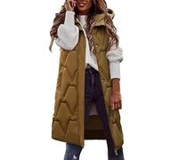Generisch Women's Long Winter Coat Sleeveless Down Parka with Practical Pockets for Outdoor Activities in Cold Seasons, a, XXL