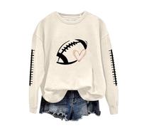 Generisch Women's Loose Hooded Sweatshirt Top with Bloody Print Long Sleeve Single Piece Pullover, beige, XXL