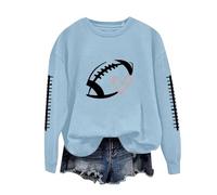 Generisch Women's Loose Hooded Sweatshirt Top with Bloody Print Long Sleeve Single Piece Pullover, lightblue, L