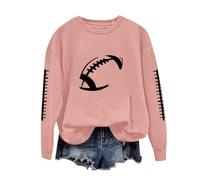 Generisch Women's Loose Hooded Sweatshirt Top with Bloody Print Long Sleeve Single Piece Pullover, pink, S