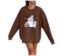 Generisch Women's Loose Top Hoodie with Cute Halloween Print Girls Dress Up, purple, M