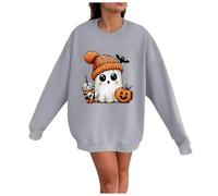 Generisch Women's Loose Top Hoodie with Cute Halloween Print Things for Girls Teenagers, Dark purple, S