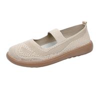 Generisch Women's Low Shoes Without Laces, Orthopaedic Trainers, Health Shoes, Soft Sole, Comfortable Walking Shoes, Woven Mesh, Breathable Ballet Shoes, Slip-On Casual Shoes, khaki, 4 UK