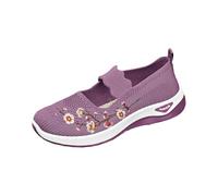 Generisch Women's Mary Jane Ballet Flats, Elegant, Strappy Ballet Flats, Foldable Knitted Ballet Flats with Arch Support, Walking Shoes, Orthopaedic Shoes, Comfortable for Leisure, Purple, 8.5 UK
