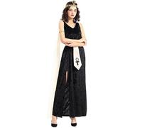 Generisch Women's Medieval Costume Dress, Renaissance Gothic Clothing Victorian Halloween Carnival Queen Dress Vintage Style Ancient Egypt Black and Gold High Slit Cosplay Outfit