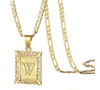 Generisch Women's Men's Necklace with Copper Letters, Chain for Women Personalised Venetian Chain Letters A to Z Jewellery Necklace Jewellery Retro Gold Chain Square Pendant Adjustable Chains