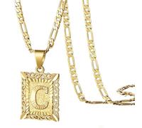 Generisch Women's Men's Necklace with Copper Letters, Chain for Women Personalised Venetian Chain Letters A to Z Jewellery Necklace Jewellery Retro Gold Chain Square Pendant Adjustable Chains
