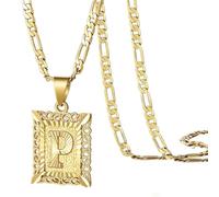Generisch Women's Men's Necklace with Copper Letters, Chain for Women Personalised Venetian Chain Letters A to Z Jewellery Necklace Jewellery Retro Gold Chain Square Pendant Adjustable Chains