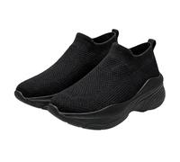 Generisch Women's Men's Slip-On Trainers, Comfortable Trainers, Slip-On Shoes, Outdoor Lightweight Leisure Walking Shoes, Without Laces, With Arch Support, Meshed, Lightweight, Breathable, black, 8.5