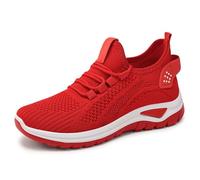 Generisch Women's Mesh Trainers Comfortable Breathable Soft Bottom Absorption Simple Sports Casual Shoes Shoes Wedge Heel Women's Elegant, red, 8 UK
