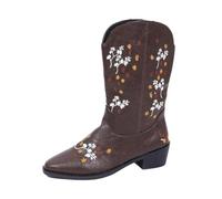 Generisch Women's Mid-Calf Boots with Elegant Embroidery for - Comfortable Ankle Boots with Subtle Details for Effortless Everyday Comfort, brown, 7 UK