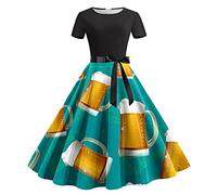 Generisch Women's Midi Oktoberfest Dress with Apron and Blouse Floral Clothing Dirndl Midi Costume Dress Including Costume Skirt Dirndl Blouse Dirndl Apron Oktoberfest Costume Dress Costume Fashion