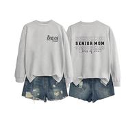 Generisch Women's Mom Shirt 2025 2025 Graduation Class Sweatshirt T-Shirt Letter Print Long Sleeve Shirt, Light grey, M