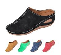 Generisch Women's Mules Front Closed Leather Wedge Sandals Women's Platform Slippers Summer Elegant Slippers Breathable Outdoor Sandals Comfortable Summer Sandals Non-Slip Leisure Sandals, red, 8.5 UK